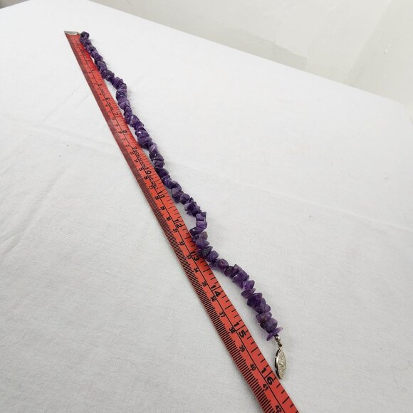 VTG Amethyst Large Tumbled Chip Necklace Dark Purple Chakra Energy Healing Gemst - Picture 9 of 9